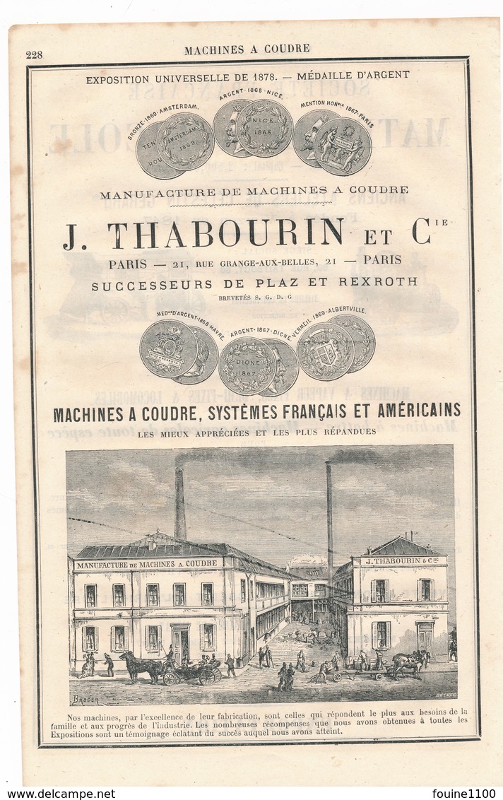 PUB 1881 Matériel Agricole Moissonneuse Locomobile Célestin Gérard à Vierzon Manufacture De Machines à Coudre Thabourin - 1800 – 1899