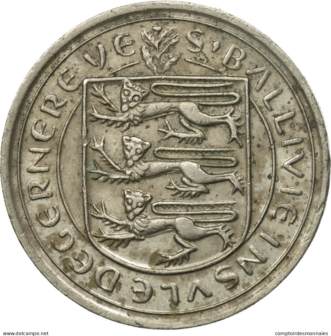 Monnaie, Guernsey, Elizabeth II, 10 Pence, 1977, Heaton, TB, Copper-nickel - Guernesey