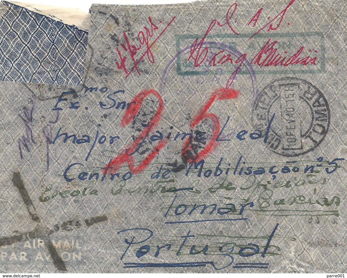 Macau 1940 Hong Kong Airmail Via Brindisi Cancelled Censored Military Cover - Briefe U. Dokumente