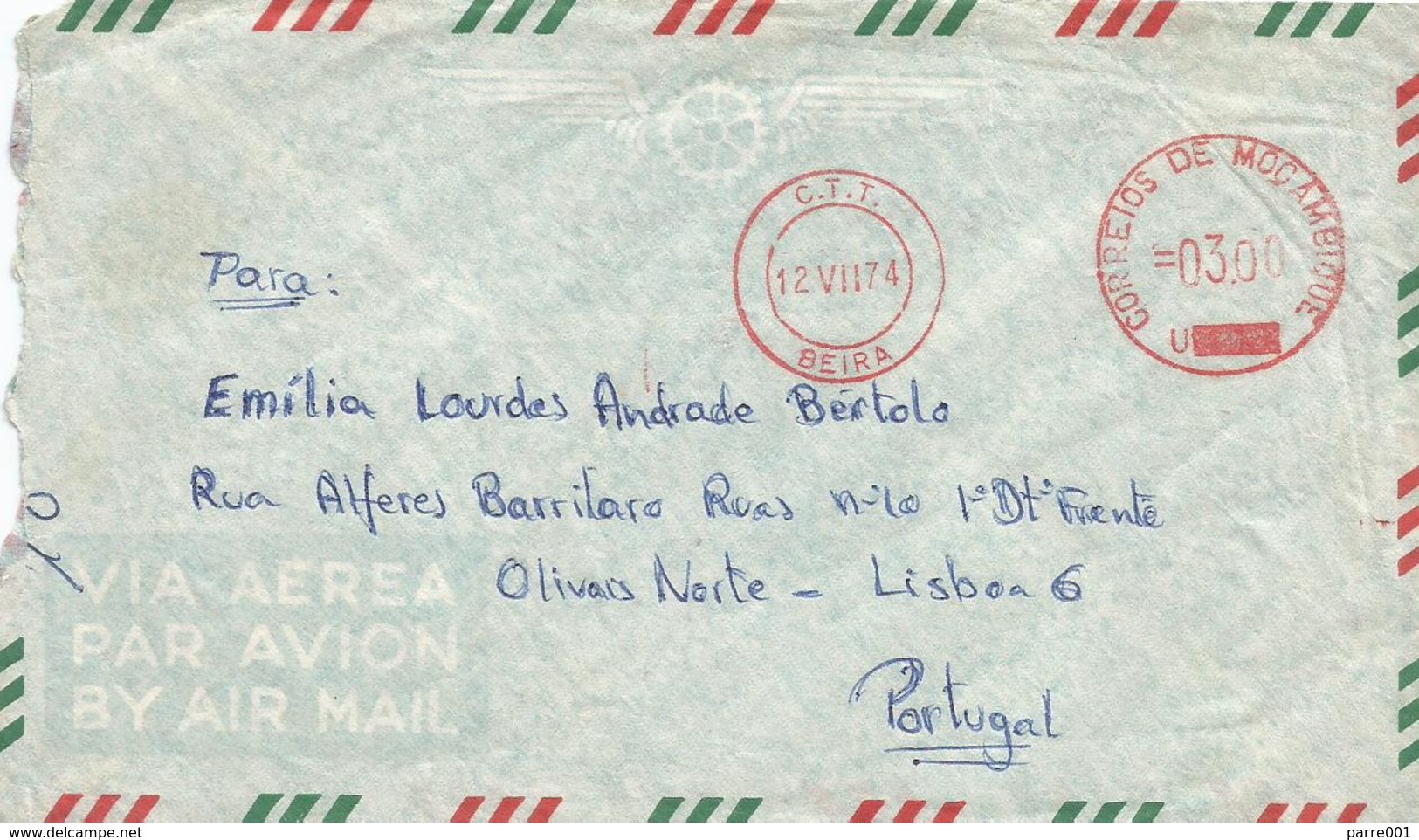 Mozambique 1974 Beira Meter Franking Universal “Automax” U Blanked Number Cover - Mozambique