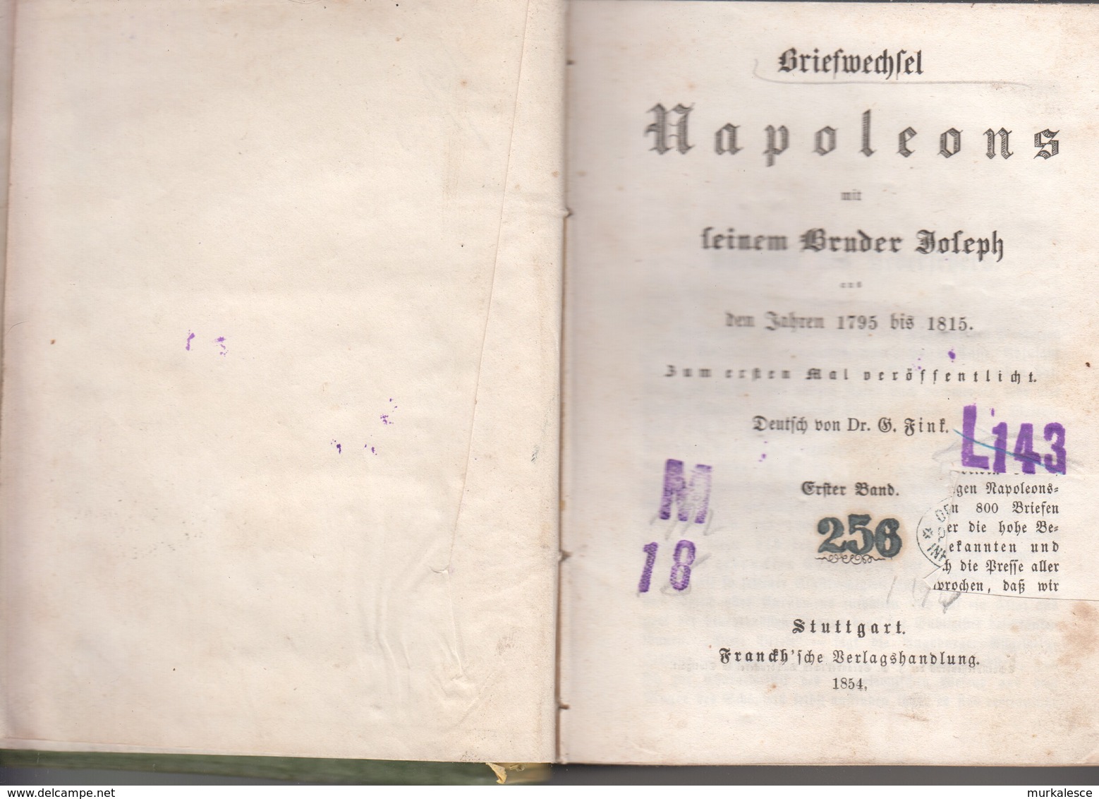 ALTE BUCHER    NAPOLEONS   STUTTGART    1854   SEITEN  478 - Alte Bücher