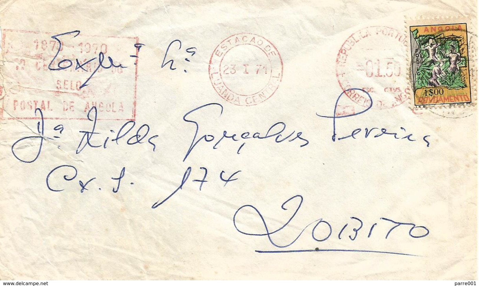 Angola 1971 Luanda Meter Franking Pitney Bowes “Automax” Slogan Domestic Cover To Lobito - Angola