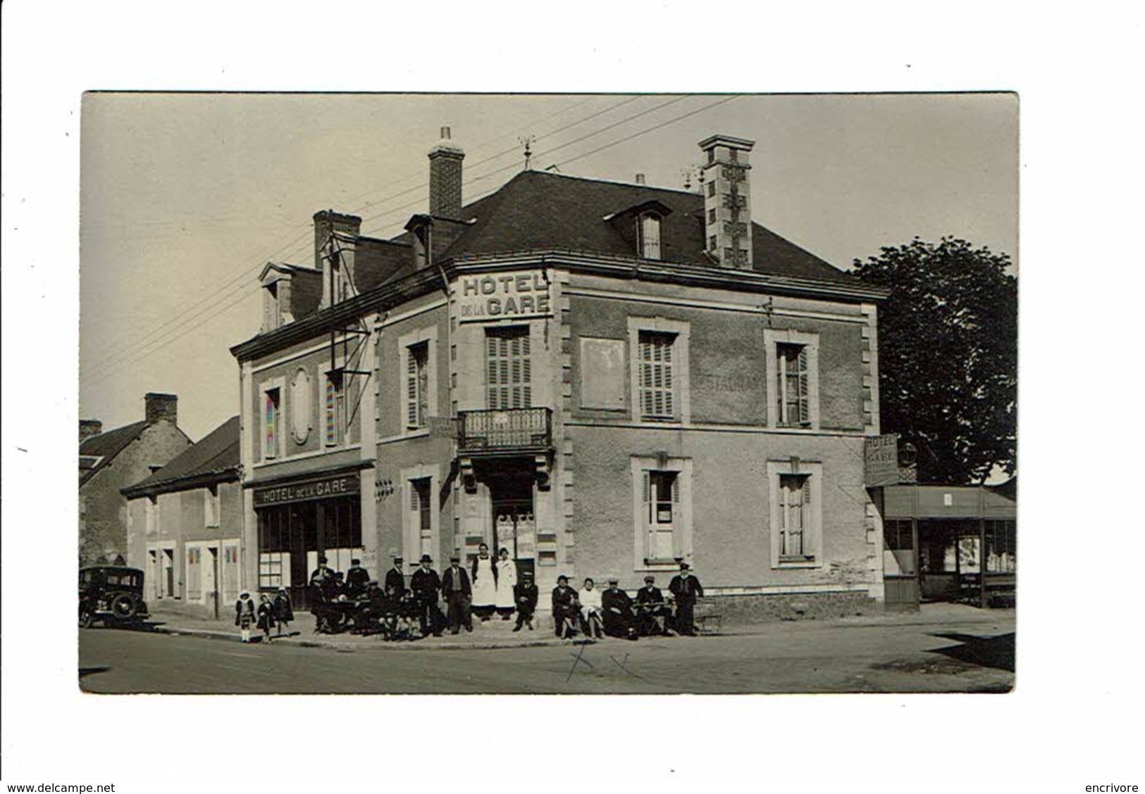 Cpa Carte Photo BESSE SUR BRAYE Hotel De La Gare Propriétaire MORANCAIS Café Restaurant Pas De Porte Animé - Autres & Non Classés