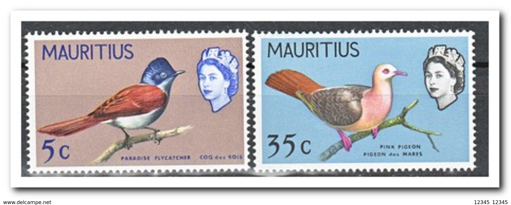 Mauritius 1966-1967, Postfris MNH, Birds ( Watermark Lying ) - Mauritius (1968-...)