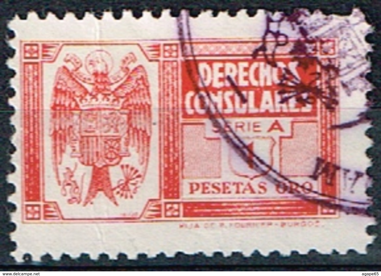 DERECHOS CONSULARES, 1940, 1 PTA, SERIE A - Fiscales