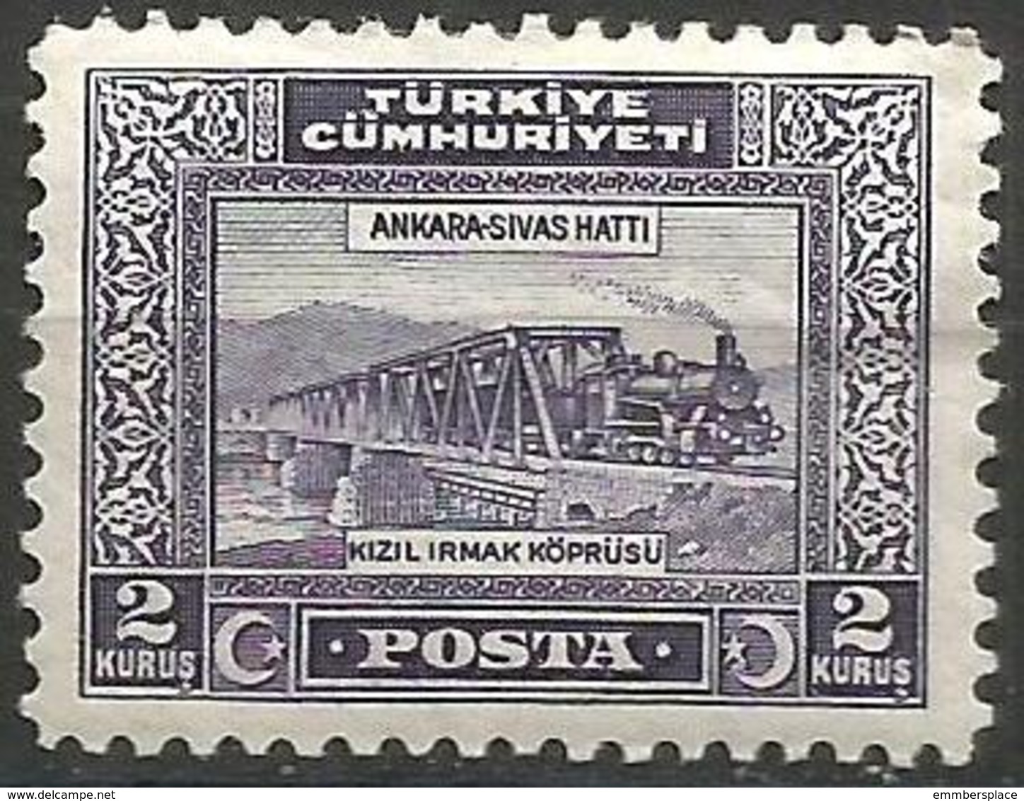 Turkey - 1930  Railroad Bridge 2k MH *     Mi 895  Sc 686 - Nuovi