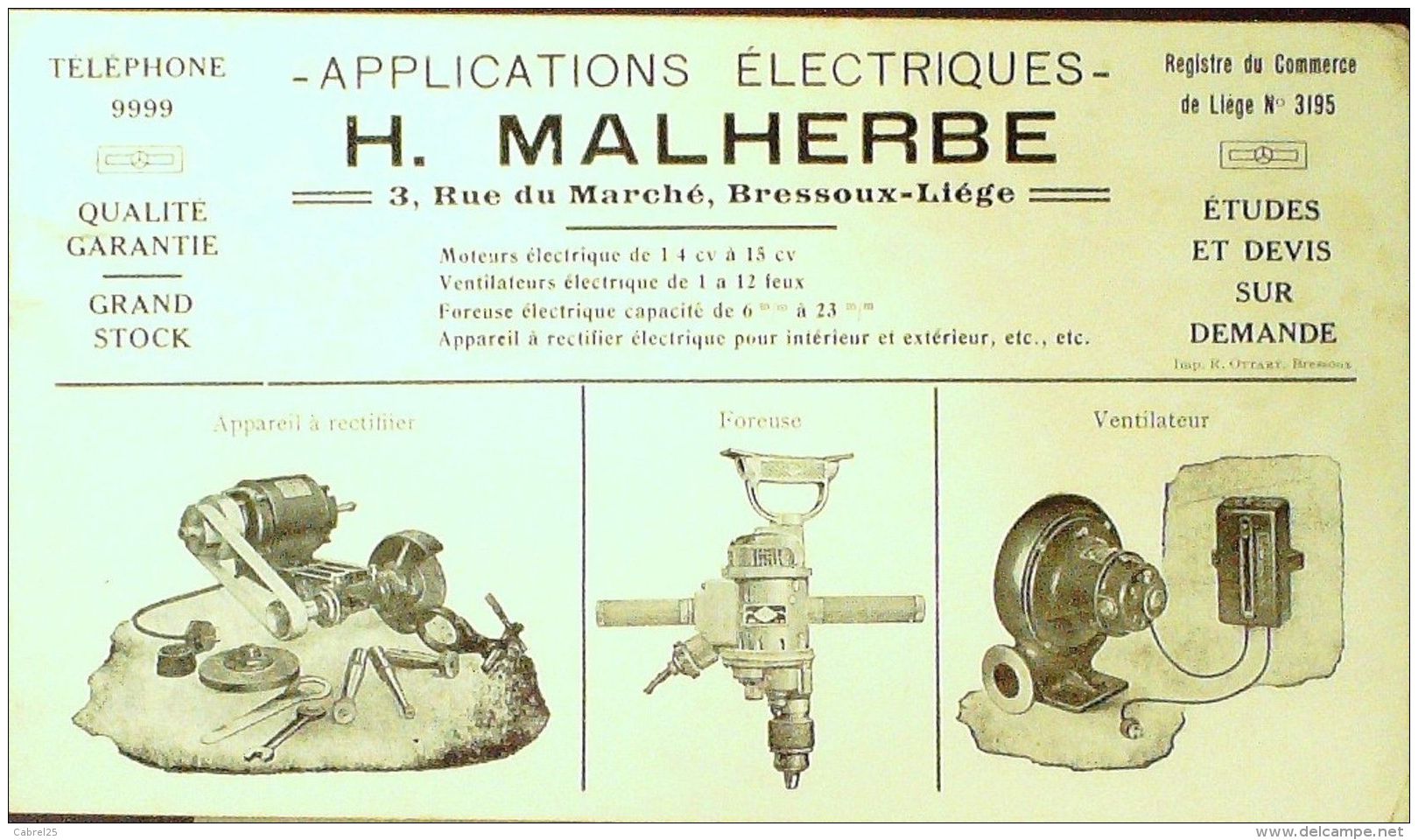 BUVARD ANCIEN-APPLICATIONS ELECTRIQUES-H.MALHERBE-LIEGE-3-1930 - Electricité & Gaz