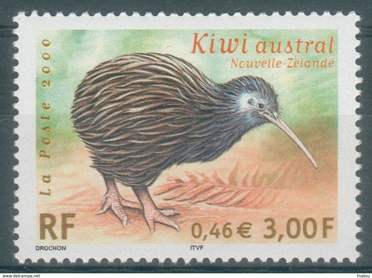 France, Bird, Kiwi, 2000, MNH VF  Joint Issue France-New Zealand - Unused Stamps