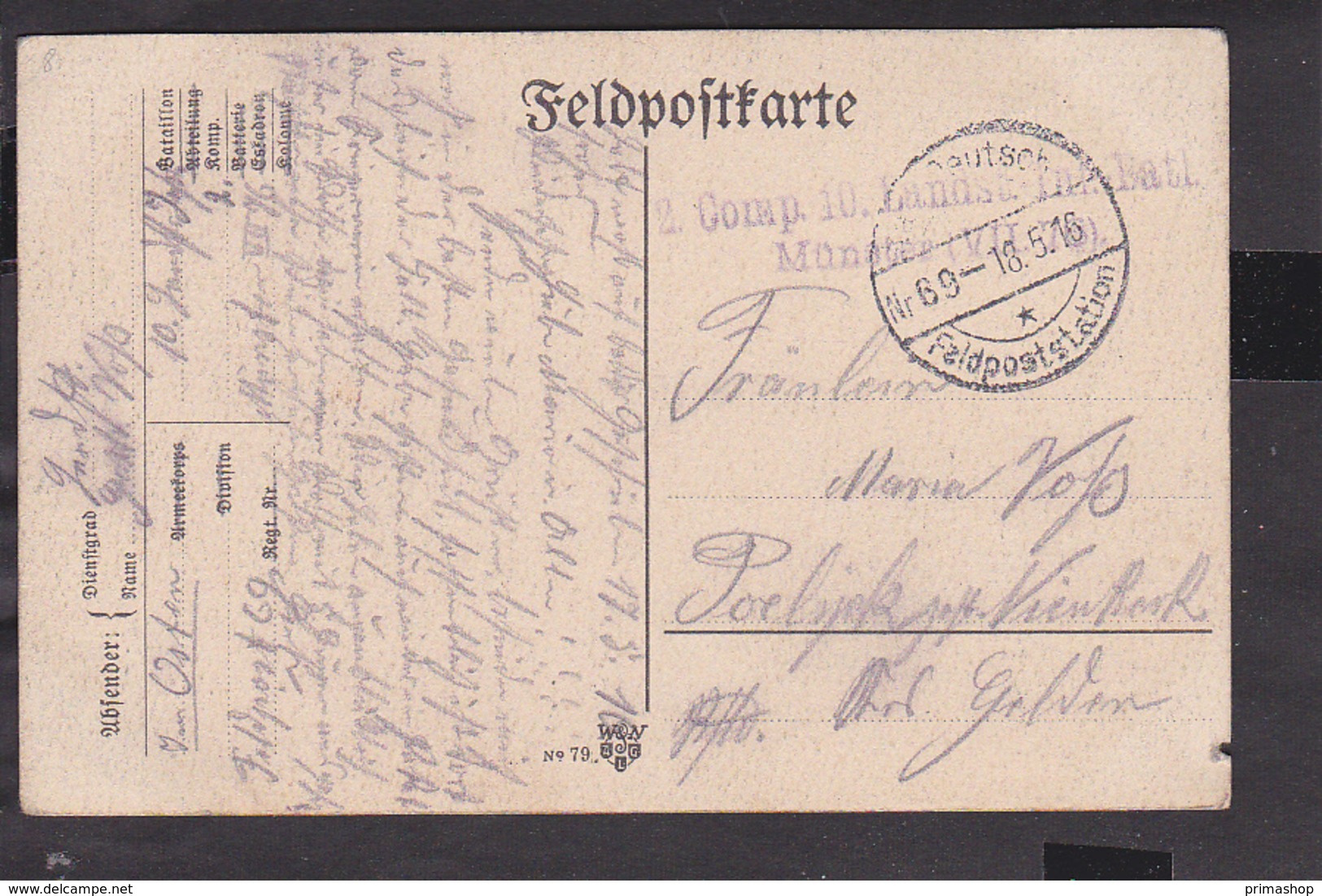 B27 /   Schlacht Bei Lyck  / Feldpost Landsturm Münster  1916 - Geldern - Ostpreussen