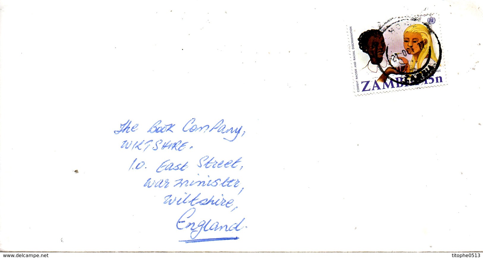 ZAMBIE. N°176 De 1977 Sur Enveloppe Ayant Circulé. Racisme. - Zambia (1965-...)