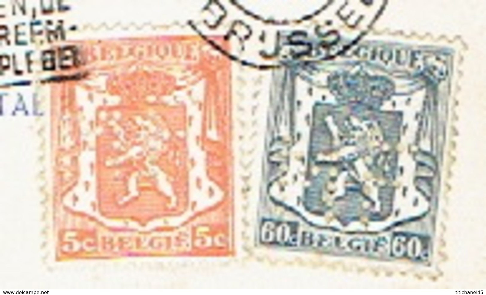 419 + 527 Op PK Met Firmaperforatie (perfin) "MF" Van MYNCKE FRERES" Met Stempel BRUSSEL 1946 - 1934-51