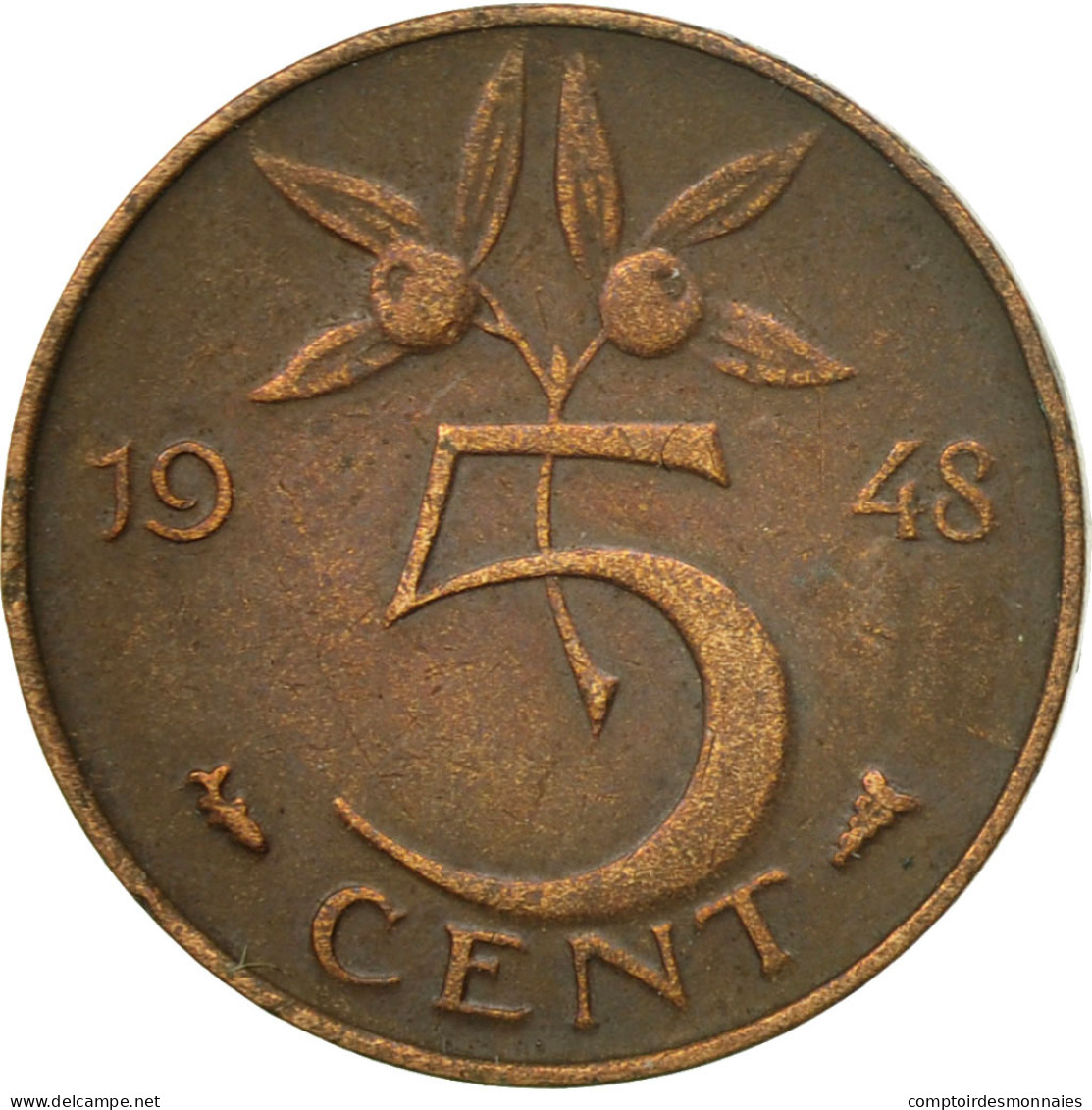 Monnaie, Pays-Bas, Wilhelmina I, 5 Cents, 1948, TTB+, Bronze, KM:176 - 5 Cent