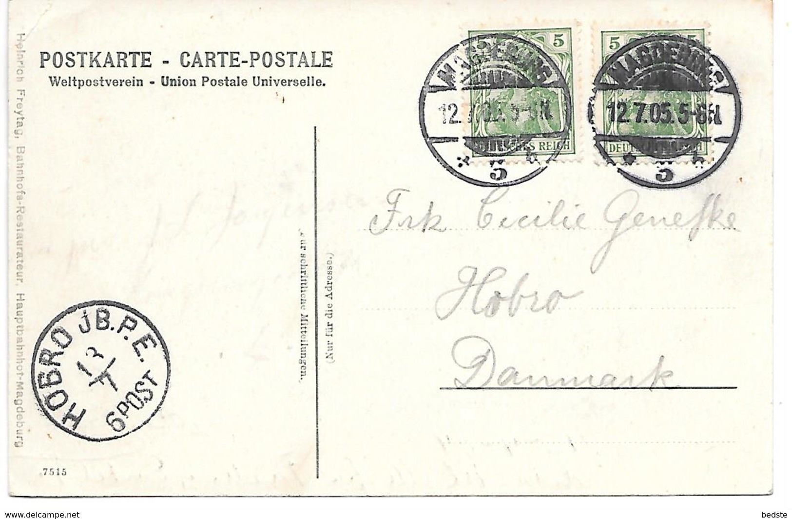 Germany - Magdeburg - An Der Zollelbe, Loading Ships - 1905 With Stamps To Denmark - Magdeburg