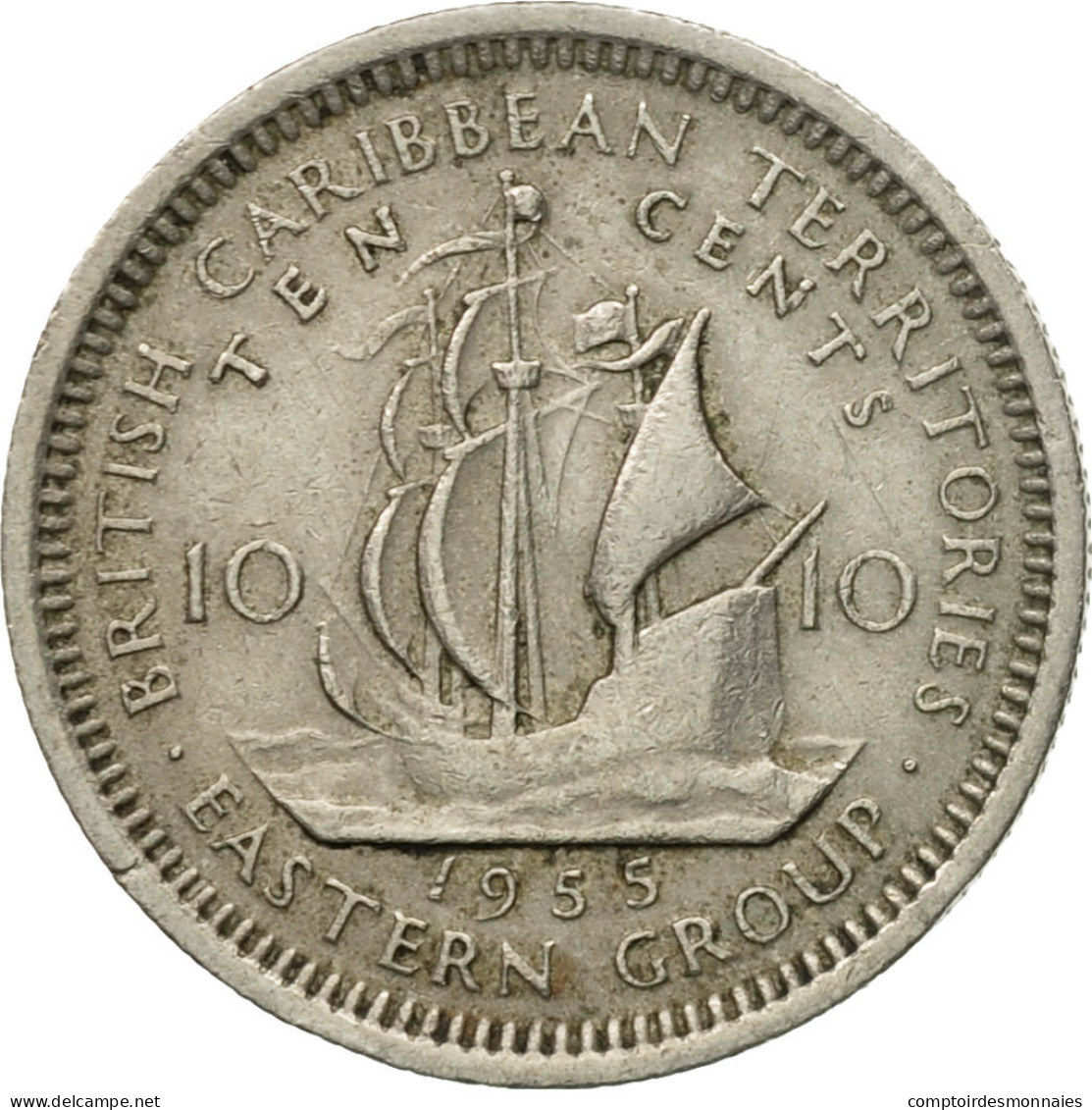 Monnaie, Etats Des Caraibes Orientales, Elizabeth II, 10 Cents, 1955, TTB - Territoires Britanniques Des Caraïbes