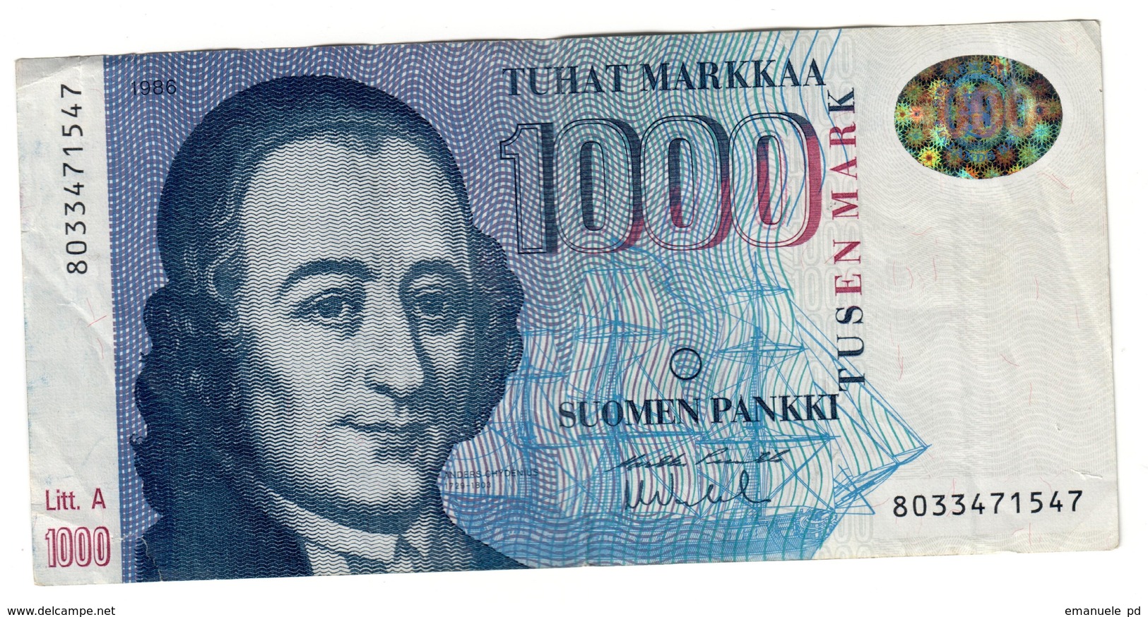 Finland 1000 Marka 1986 Litt. A - Small Tear Low Left - Finland