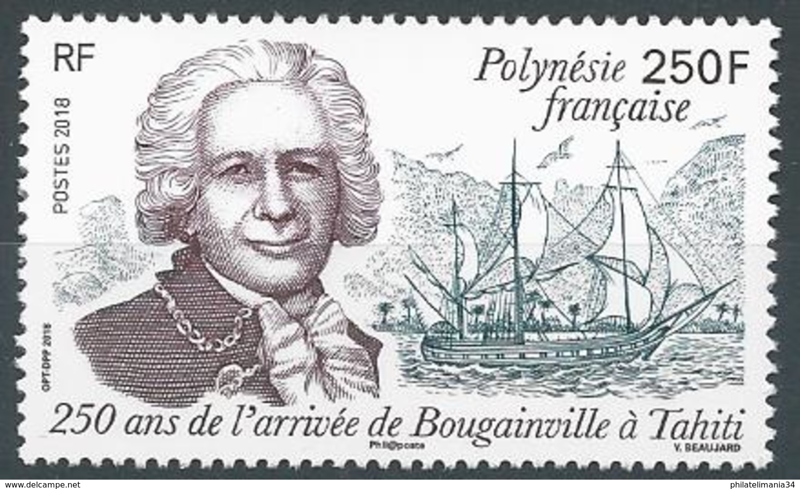 Polynésie Française 2018 - 250 Ans De L'arrivée De Bougainville à Tahiti - Ungebraucht