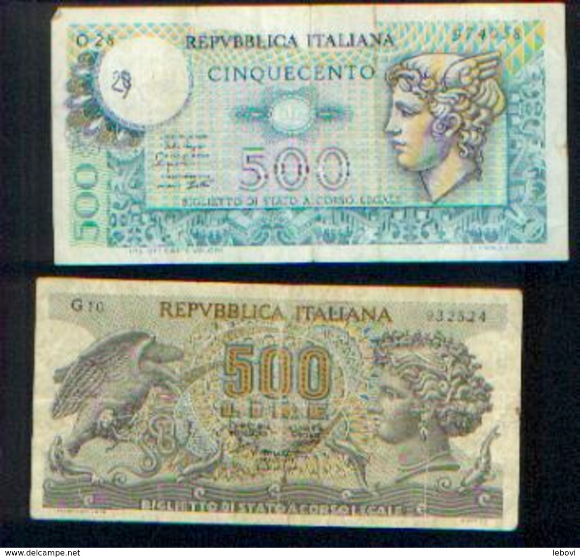 ITALIE  – Lot De 2 Billets De 500 Lire - Altri & Non Classificati