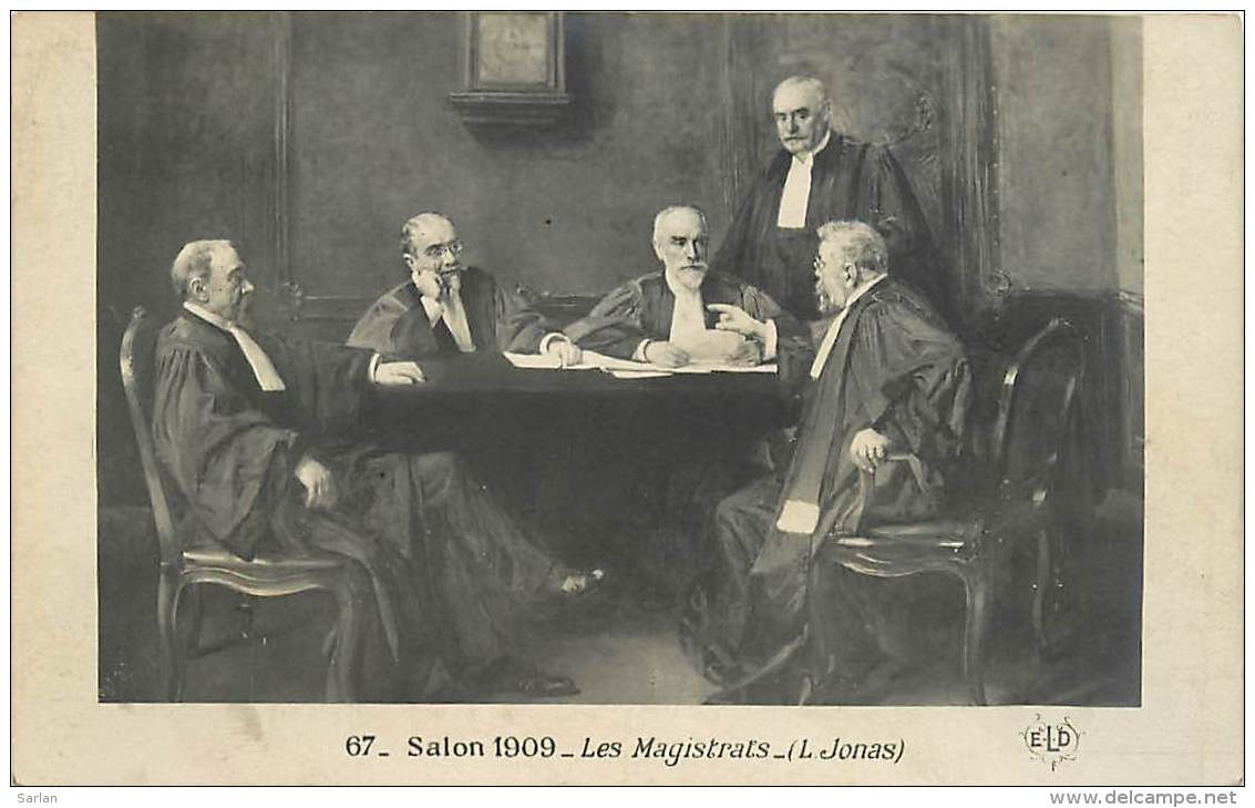 Salon De 1909 , Lucien Jonas , " Les Majistrats " , * 401 25 - Peintures & Tableaux