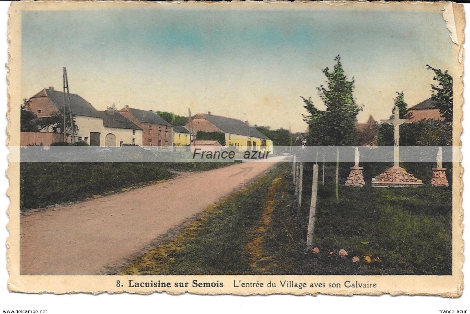 Lacuisine-sur-Semois L'entrée Du Village Avec Son Calvaire Année 1939 - Florenville