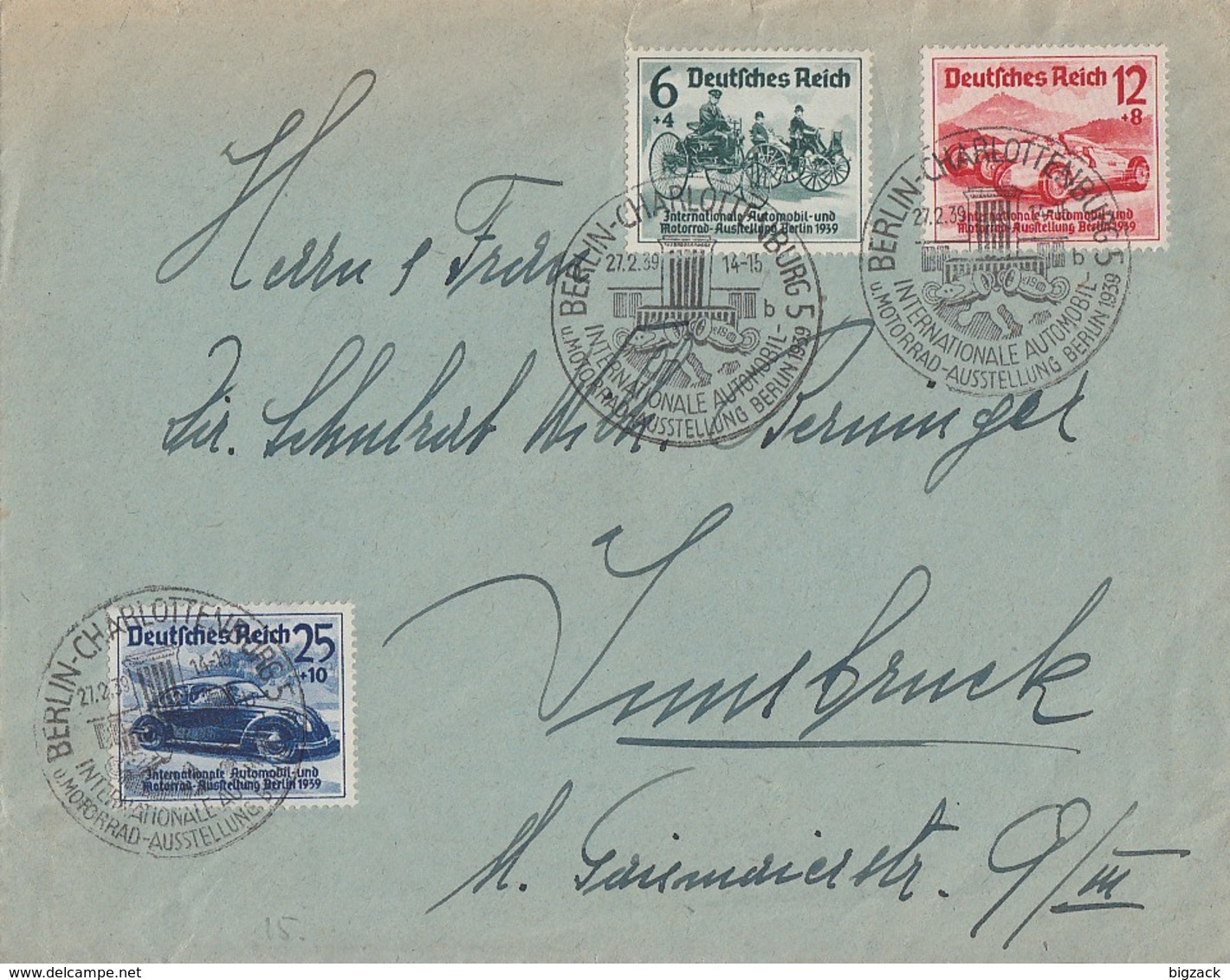 DR Brief Mif Minr.686-688 SST Berlin 27.2.39 Gel. Nach Insbruck - Briefe U. Dokumente