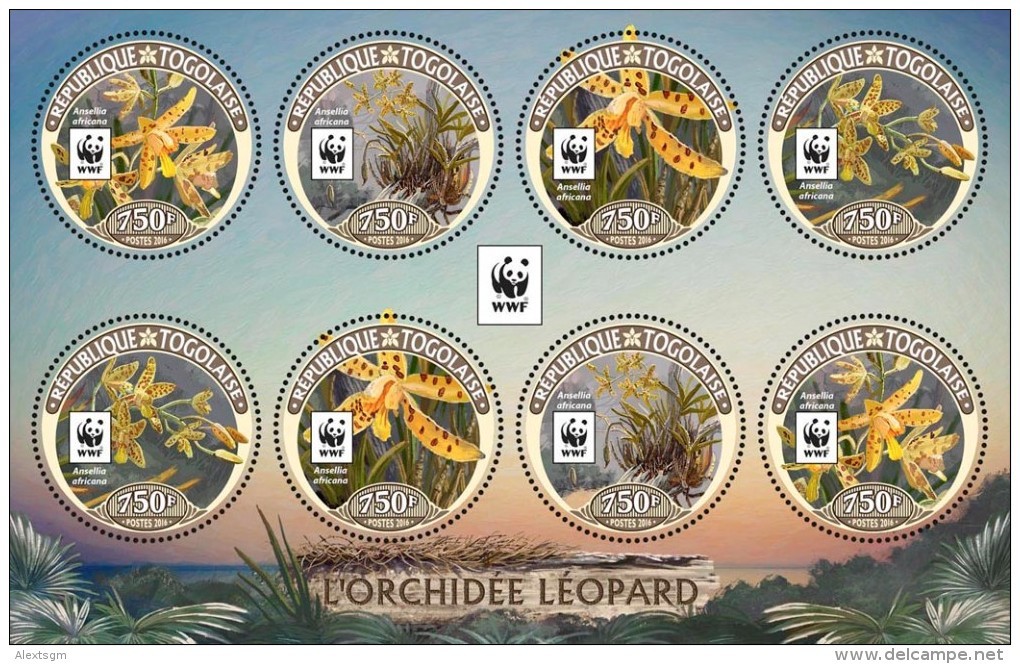 TOGO 2016 - WWF Leopard Orchid M/S 2 Sets - YT 5270-3; CV=36 € - Nuovi