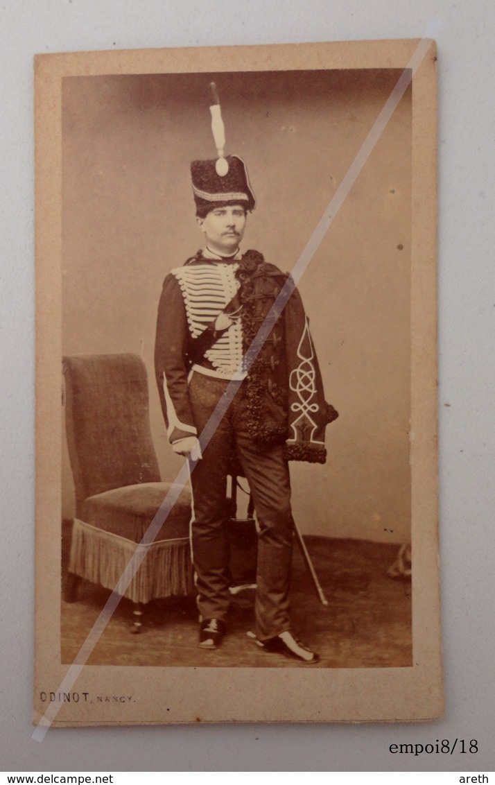 Photo CDV De Paul Millet 2ème Regiment De Hussards Chamborant - Photo Odinot  à Nancy - Guerra, Militares