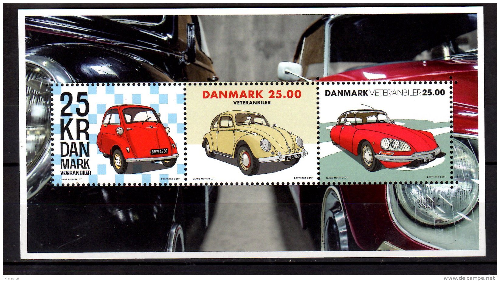 2017 Denmark - Clasical Autos: When You Dad Was A Boy -VW Beatle, BMW Isetta, Citroen DS - MS - Mi B 68 - MNH** - Ungebraucht