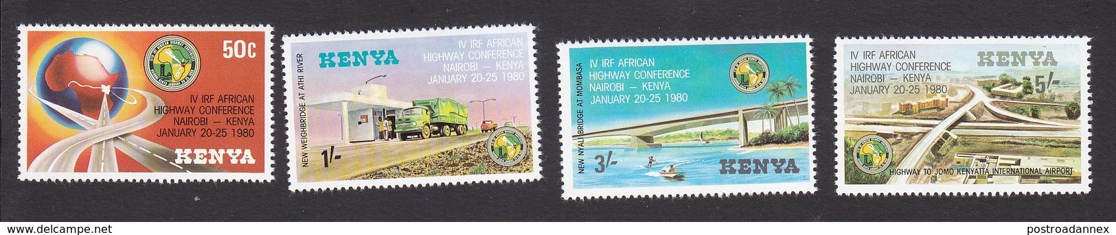 Kenya, Scott #158-161, Mint Hinged, 4th IRF African Highway Conference, Issued 1980 - Kenia (1963-...)