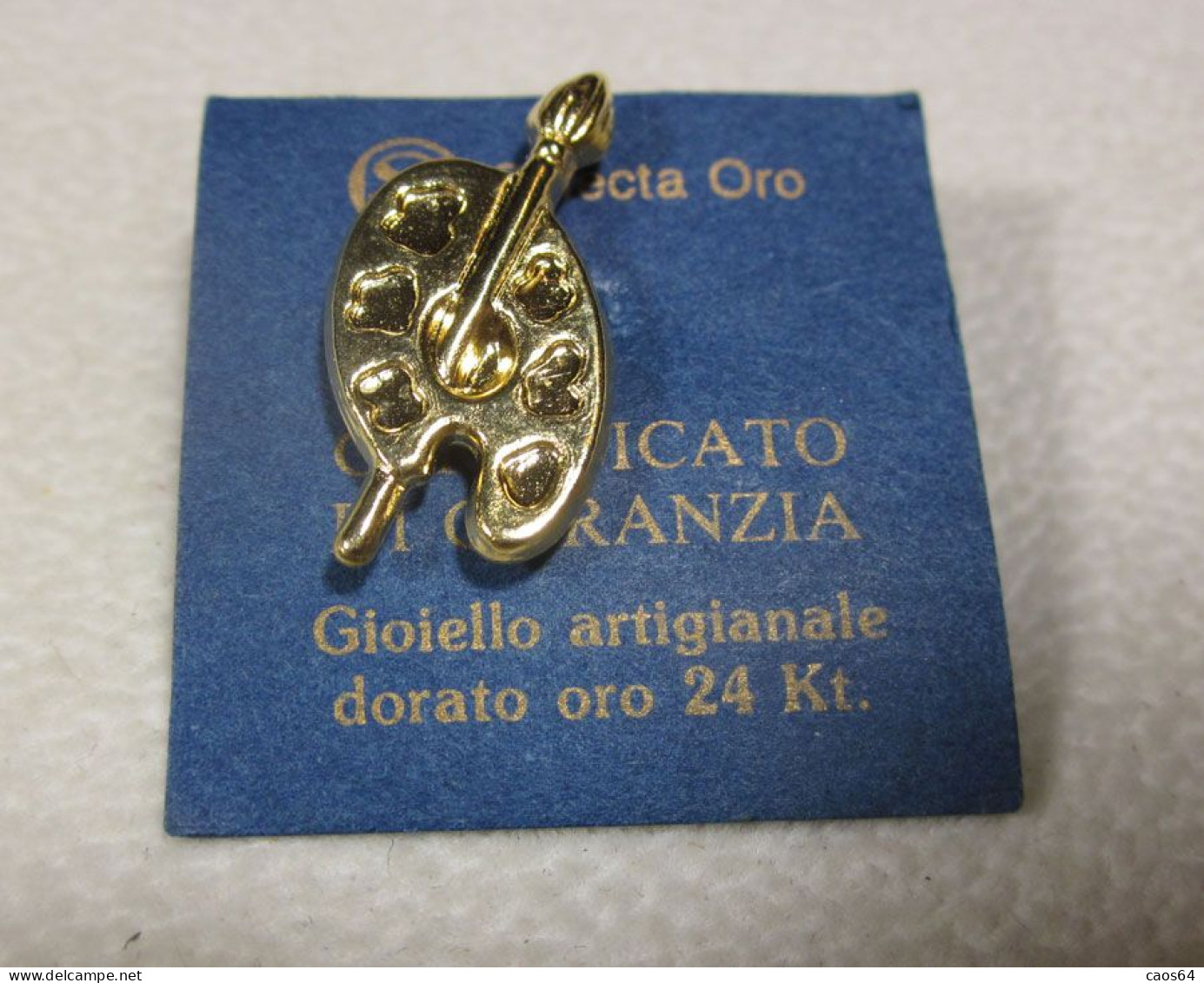 TAVOLOZZA PITTORE PIN  DORATO ORO 24 Kt H 1 Cm +/- - Altri & Non Classificati