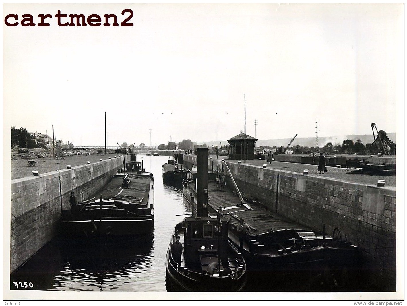 GRANDE PHOTO : MONSIN ECLUSE DU CANAL ALBERT PENICHE LIEGE CHANTIER TRAVAUX PUBLIC CONSTRUCTION GENIE CIVIL BELGIQUE - Altri & Non Classificati