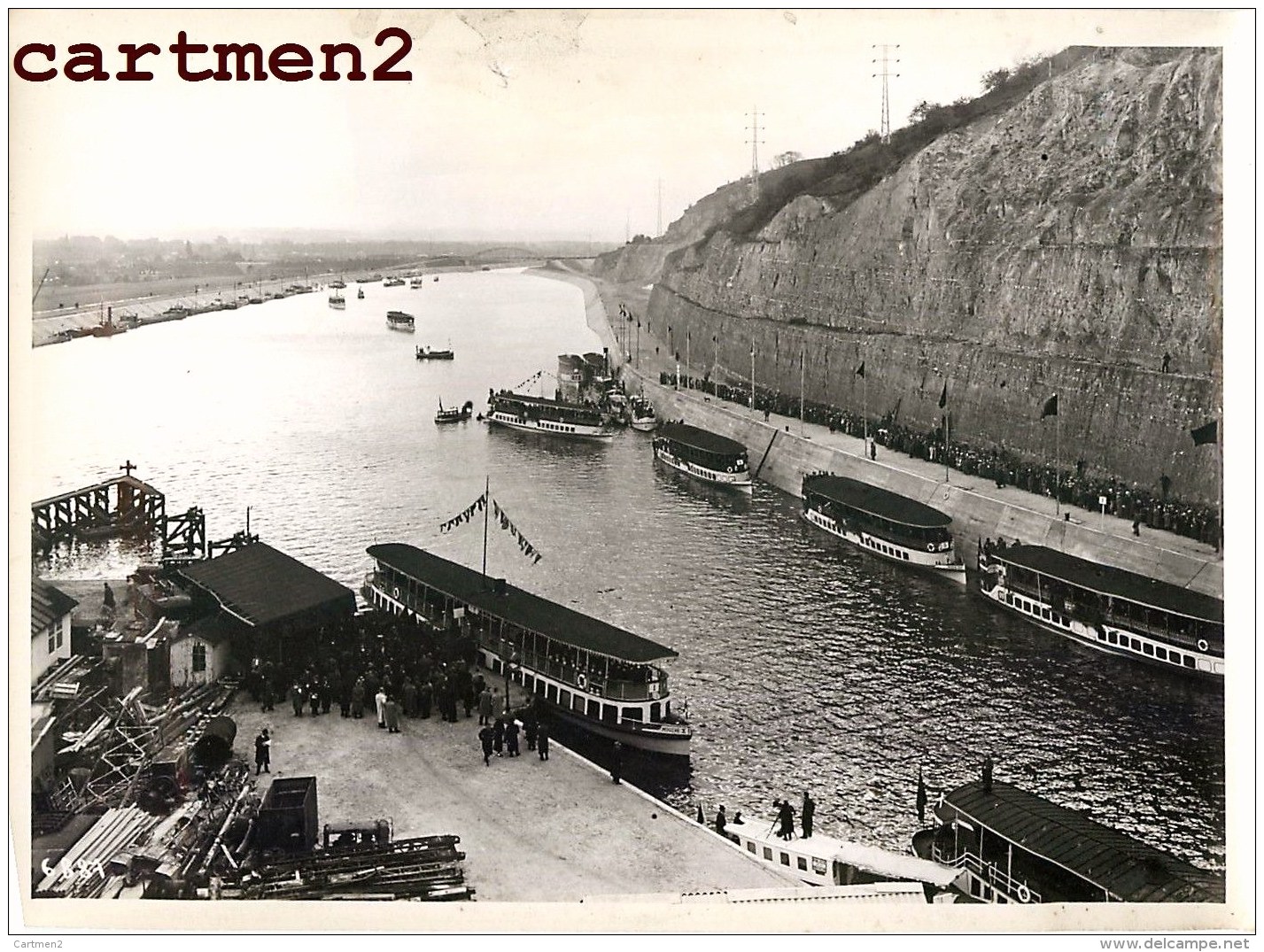 GRANDE PHOTO LANAYE CARME MONSIN HACCOURT-VROENHOVEN MEUSE HEER CANAL ALBERT LIEGE CHANTIER CONSTRUCTION BELGIQUE USINE - Andere & Zonder Classificatie