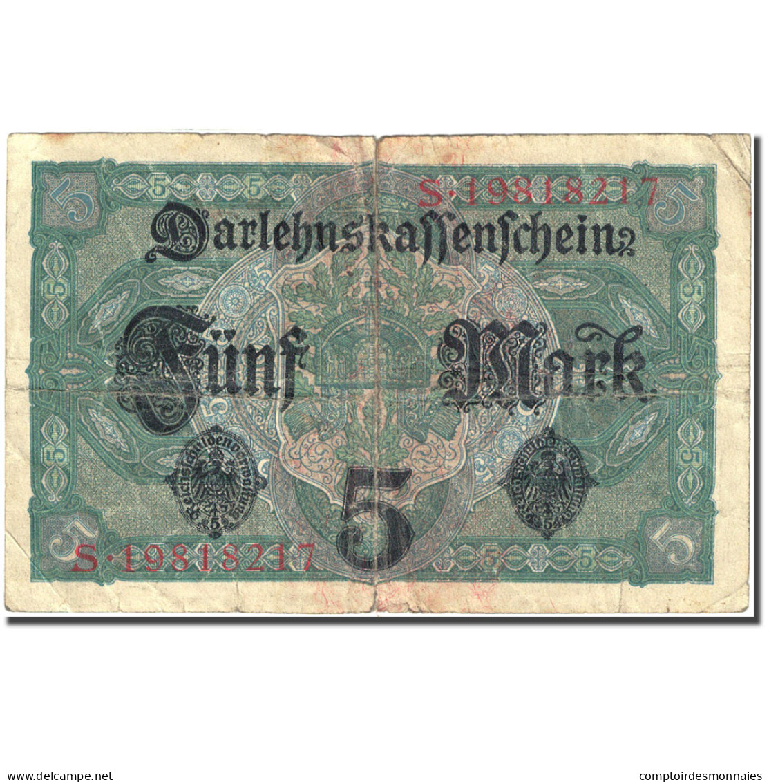 Billet, Allemagne, 5 Mark, 1917-1918, 1917-08-01, KM:56b, B - 5 Mark