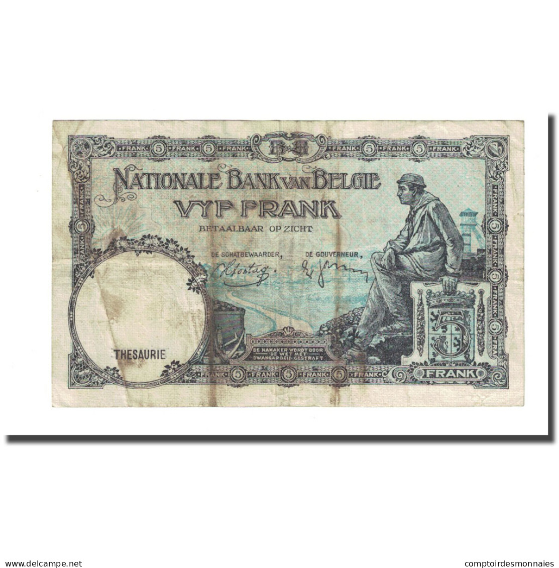 Billet, Belgique, 5 Francs, 1938-03-08, KM:108a, TB - 5 Francs