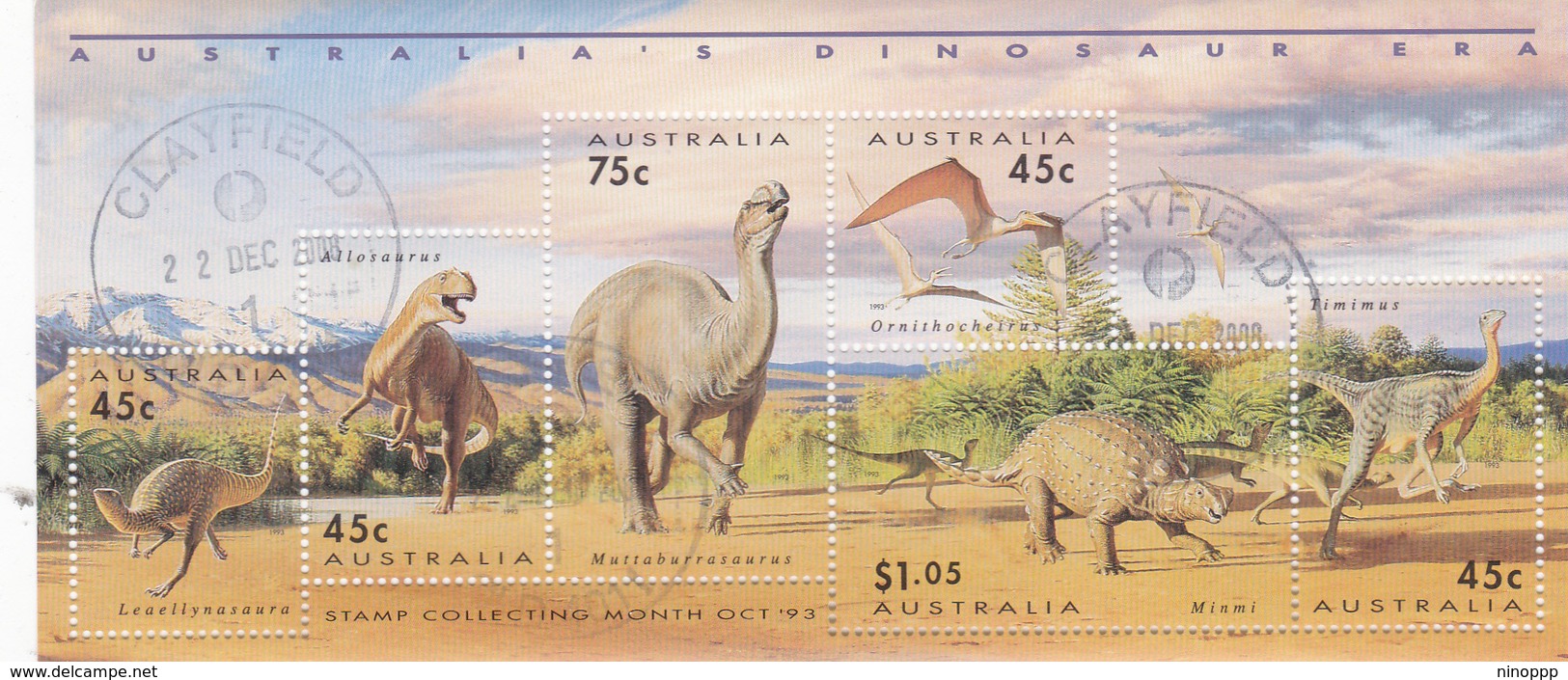 Australia  1993 Dinosaurs Miniature Sheet,used - Prove & Ristampe