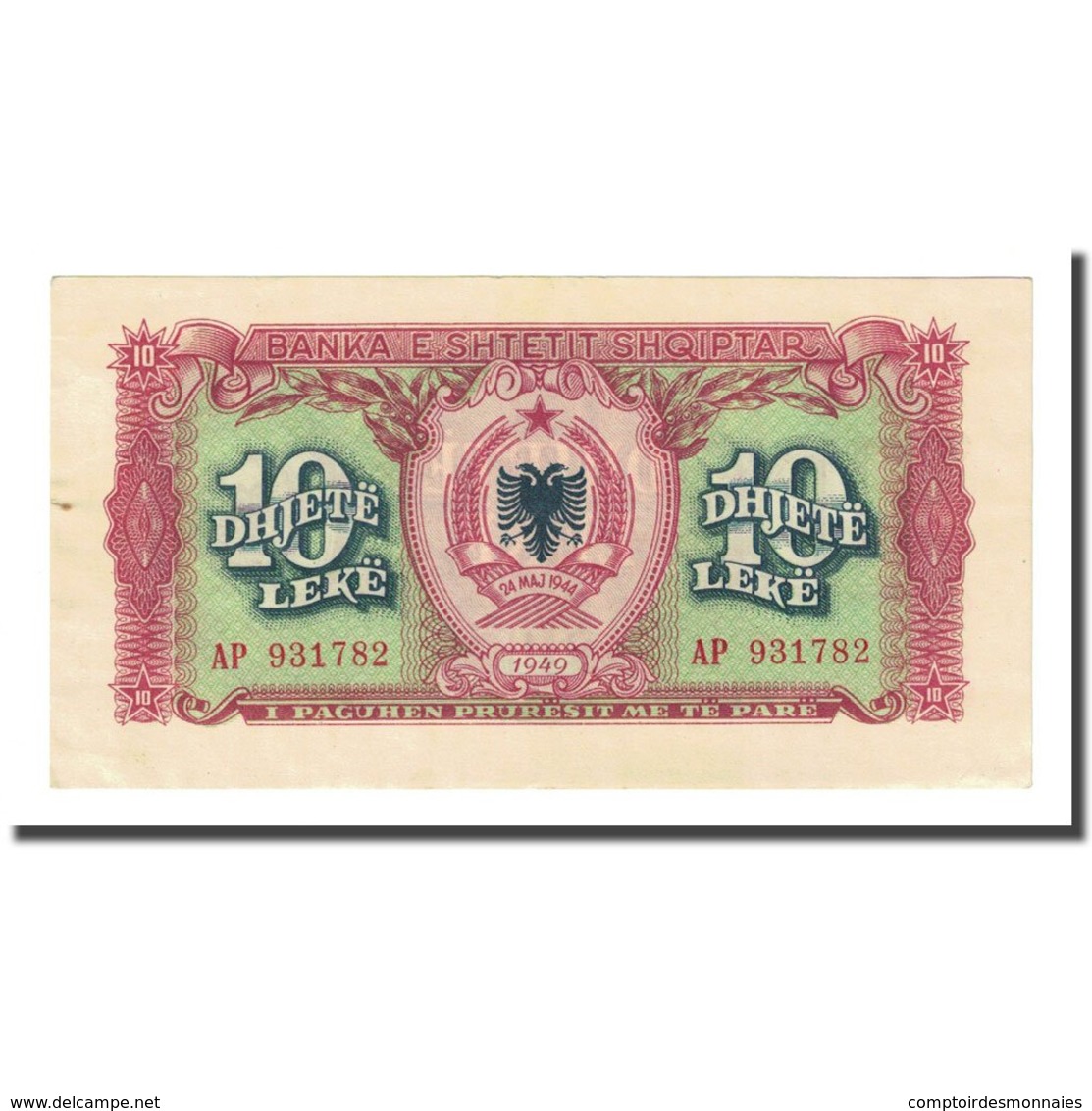 Billet, Albania, 10 Lekë, 1949, KM:24, SUP - Albanie