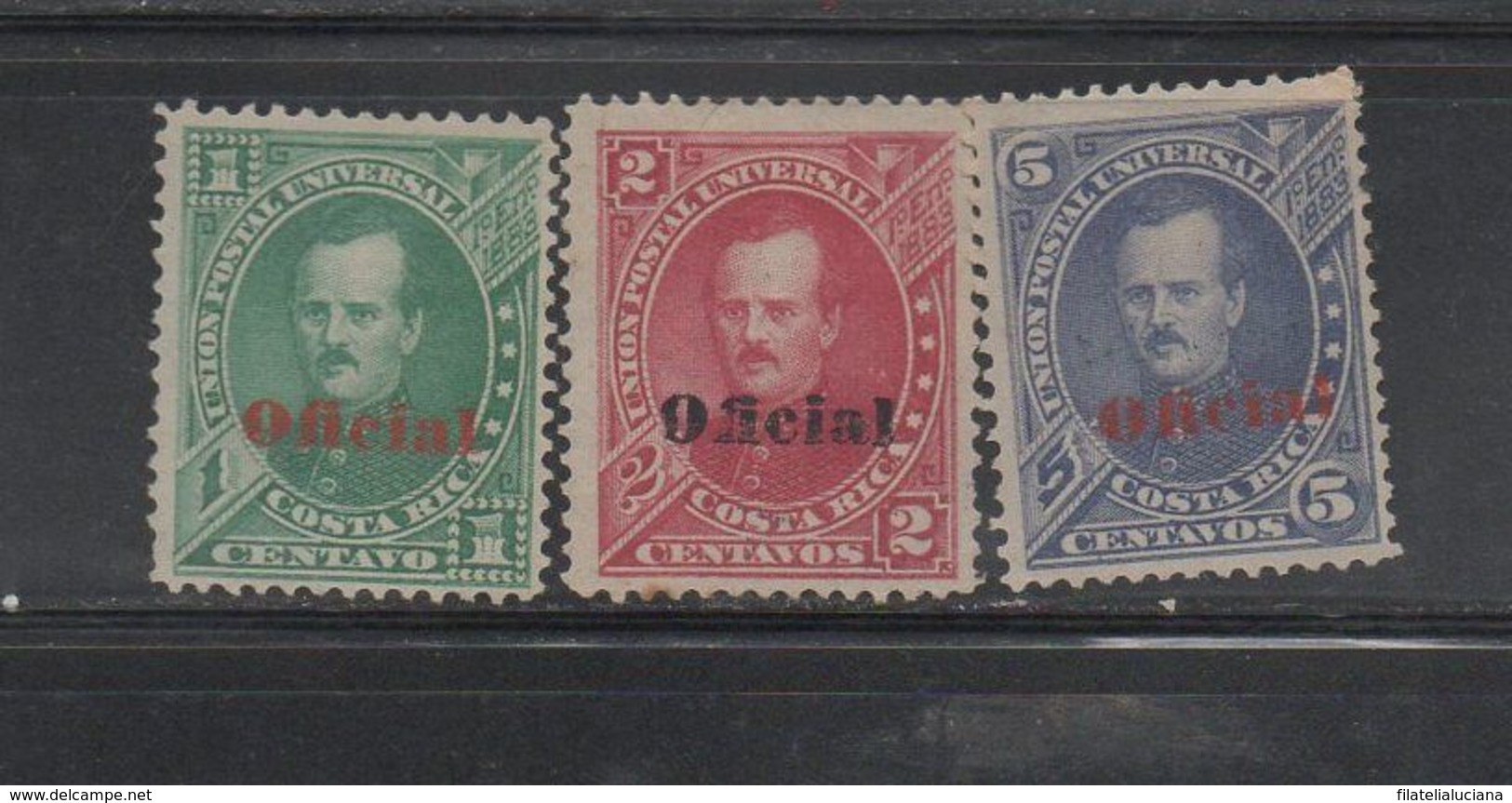 Mint Very Scarce Oficial Costa Rica Issues 1883 Overprinted Scott O1 O3 & O5 - Costa Rica