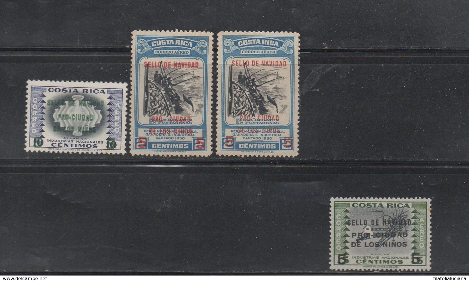 MNH Costa Rica Classics Christmas Tax 1958 Scott RA1 2 And 11 Surcharges - Costa Rica