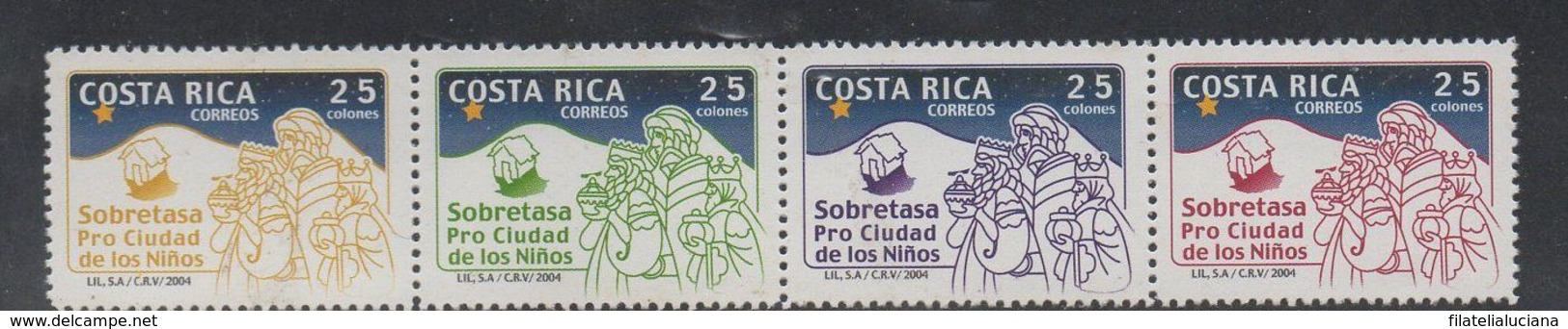 MNH Costa Rica Classics Christmas Tax 2008 S4ott RA123 Strip - Costa Rica