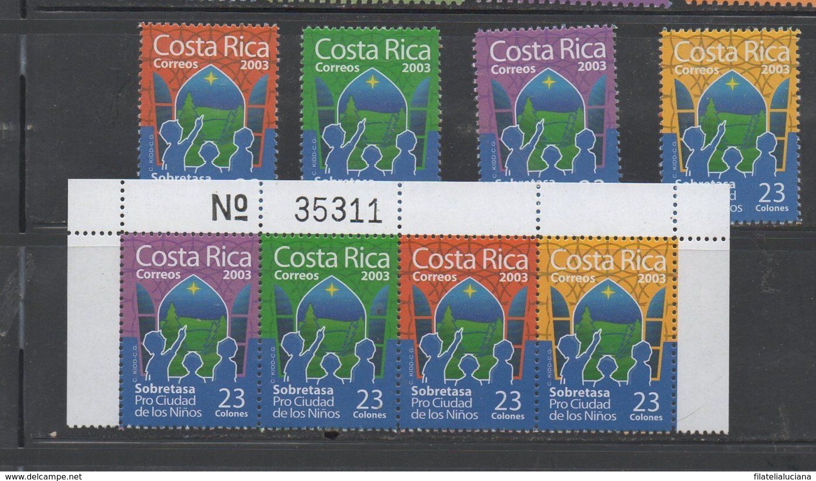 MNH Costa Rica Classics Christmas Tax 2003 Scott RA122 Strip And Individual - Costa Rica