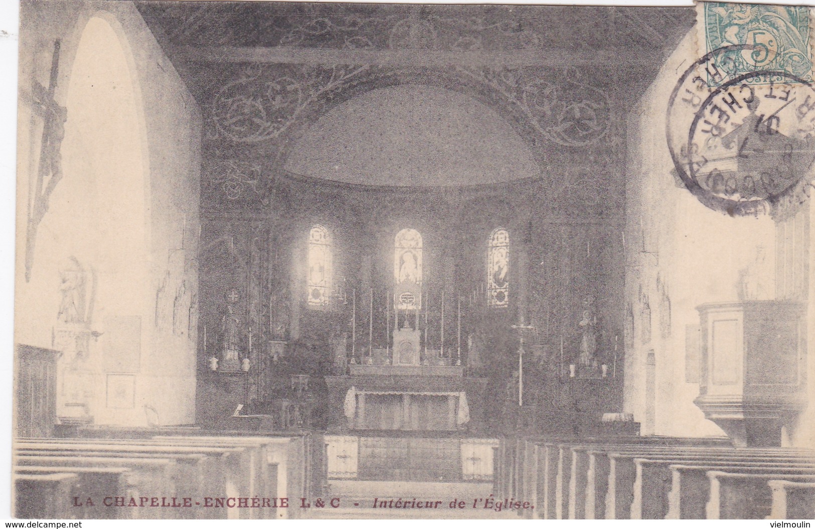 LA CHAPELLE ENCHERIE 41 LOIR ET CHER EGLISE ET INTERIEUR LE LOT DE 2 BELLES CARTES RARE !! - Autres & Non Classés