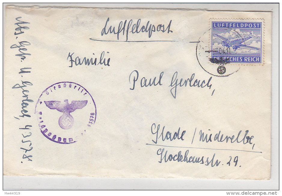 Feldpost Von Panzerjäger-Abteilung SS-Division "Wiking" 4.11.4? FP-Nr. 43578 / Vorne Haftstellen - Lettres & Documents