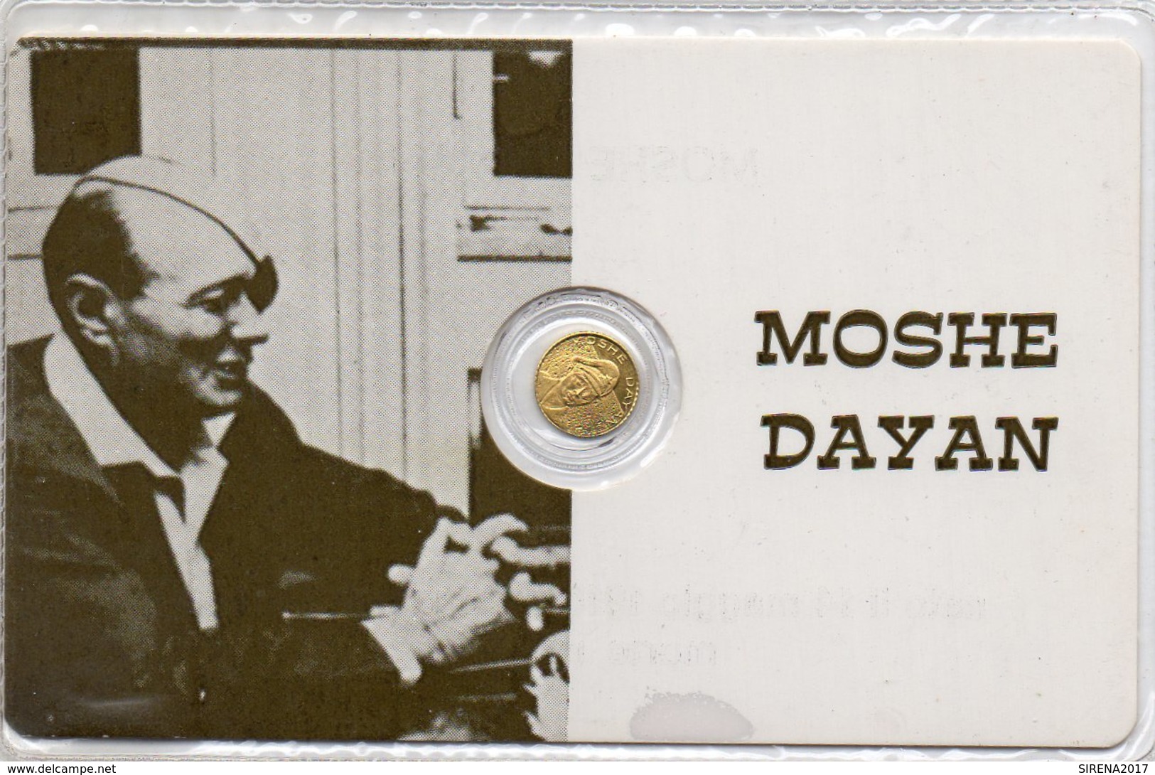 MOSHE DAYAN - Blister Sigillato Con Monetina D'Oro Anni '80 - Obj. 'Souvenir De'