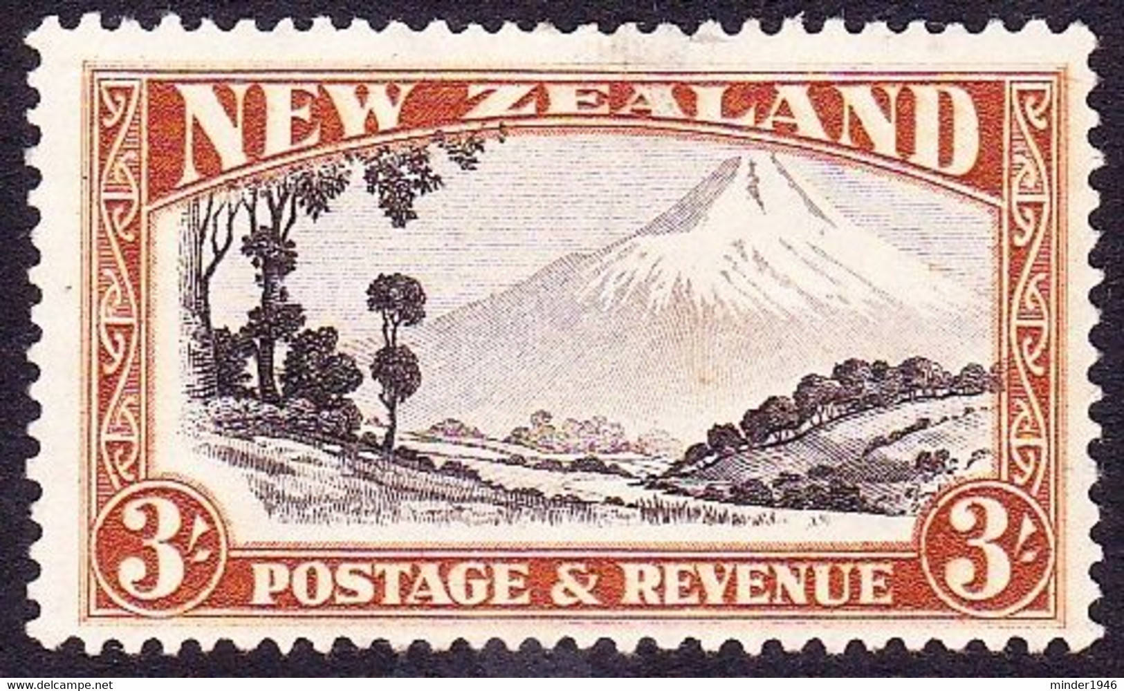 NEW ZEALAND 1936 3/- Chocolate & Yellow Brown Perf 13-14 X 13½ SG590 MH - Used Stamps