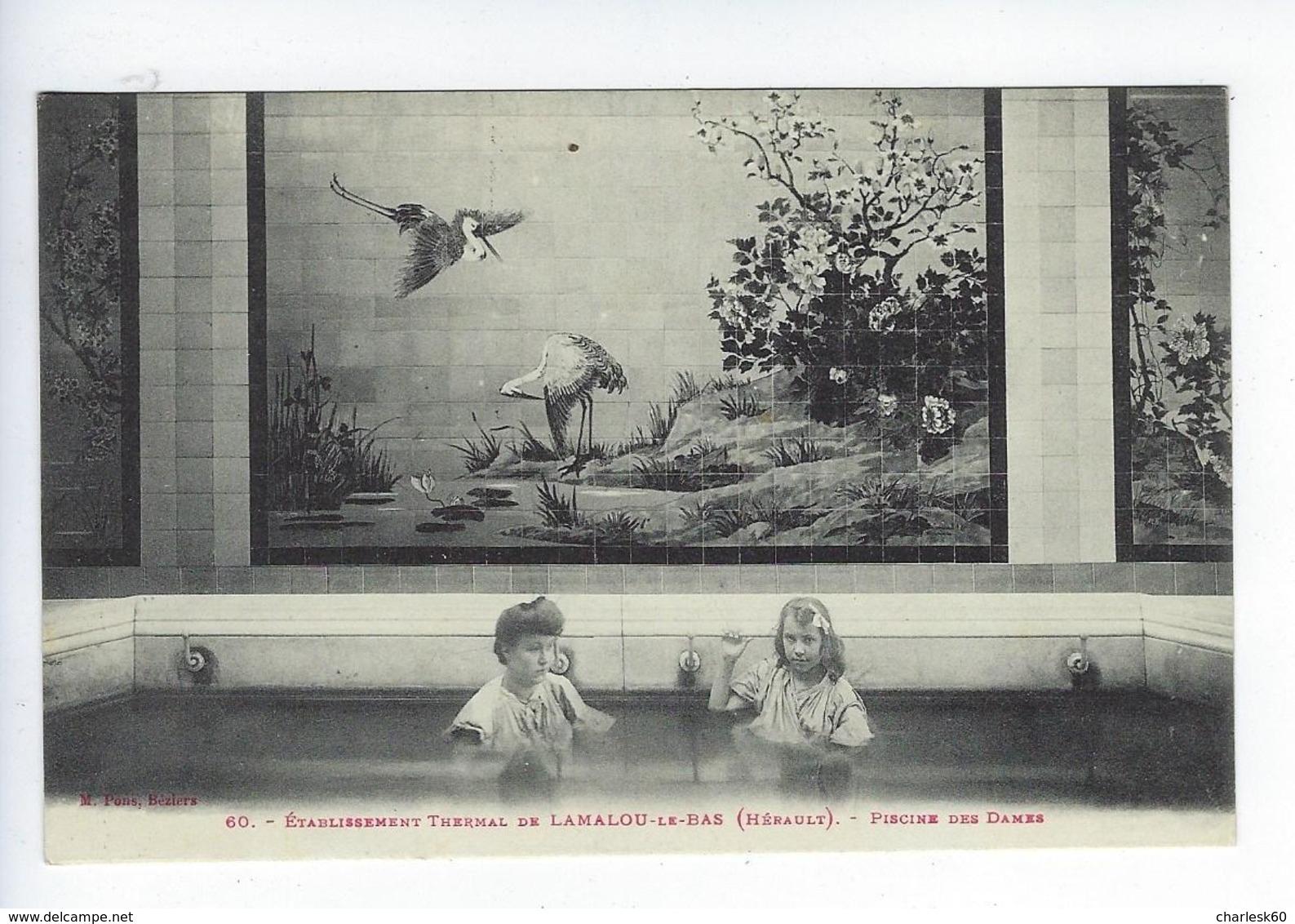 CPA 34 Établissement Thermal De Lamalou Le Bas Piscine Des Dames - Lamalou Les Bains