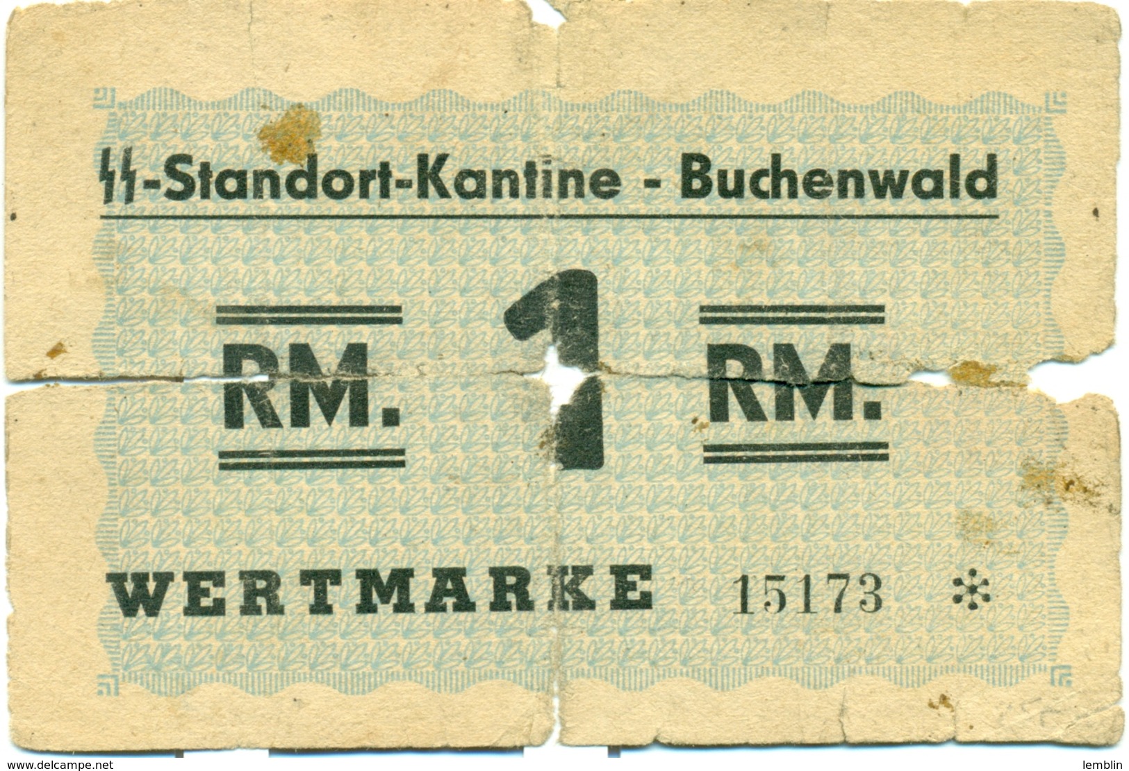 BILLET DU CAMP DE CONCENTRATION DE BUCHENWALD 1 REICHSMARK 1944 - Autres & Non Classés