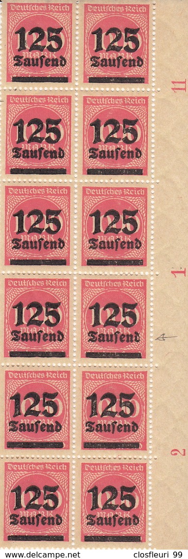 Drei Randbogen Mi. 291 Von 12 Briefmarken, Dreimal Die Selbe Abart, 1923, 125 Tausend - Unused Stamps