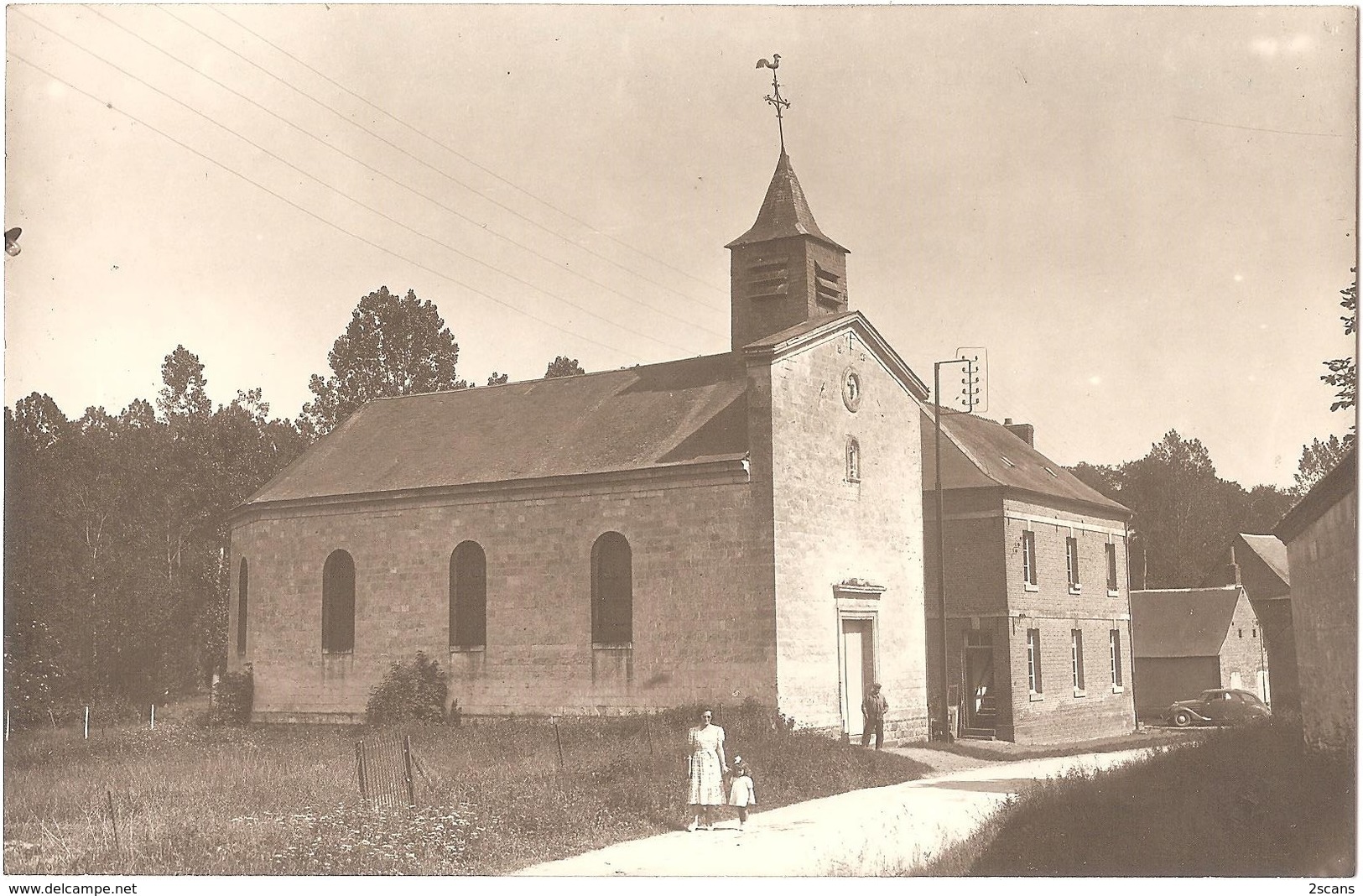 Dépt 80 - MARIEUX - ÉPREUVE De CARTE POSTALE (photo R. LELONG) + PLAQUE De VERRE D'origine - Église, Mairie - DÉBUREAUX - Autres & Non Classés