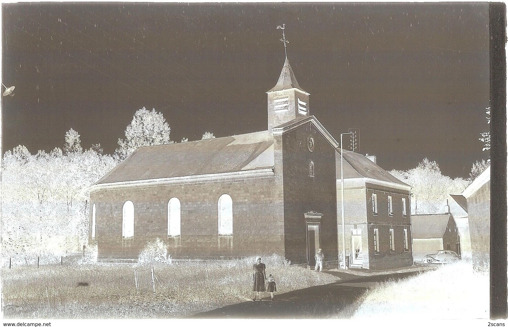 Dépt 80 - MARIEUX - ÉPREUVE De CARTE POSTALE (photo R. LELONG) + PLAQUE De VERRE D'origine - Église, Mairie - DÉBUREAUX - Autres & Non Classés