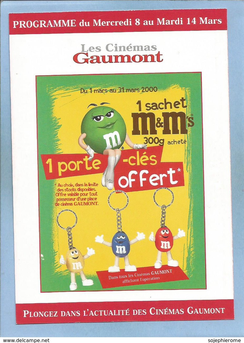 Publicité Format CPM Chocolat M&m's Porte-clés (Gaumont - Amiens) Mars 2000 - Chocolate