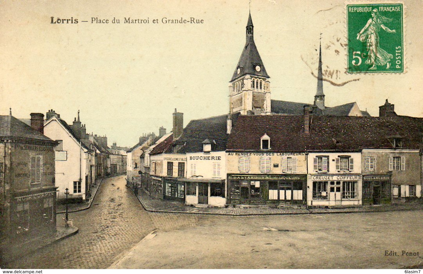 CPA - LORRIS (45) - Aspect Des Commerces De La Place Du Martroi Et De La Grande-Rue Au Début Du Siècle - Autres & Non Classés